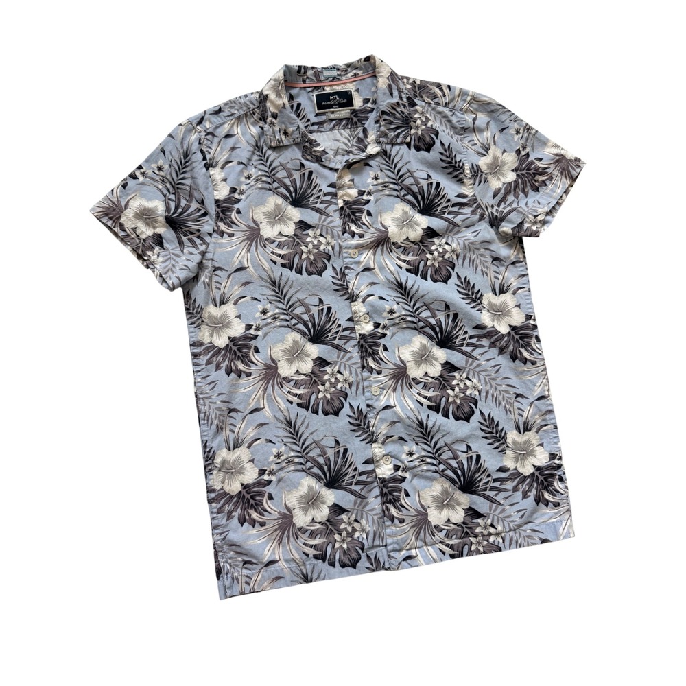 Made to Live Mens Small Button Down Shirt 100% Cotton Tropical Hibiscus Slim Fit